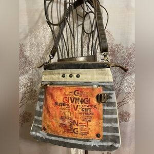 New Repurposed Military Tent Tarp Leather Strap Distressed Canvas Crossbody